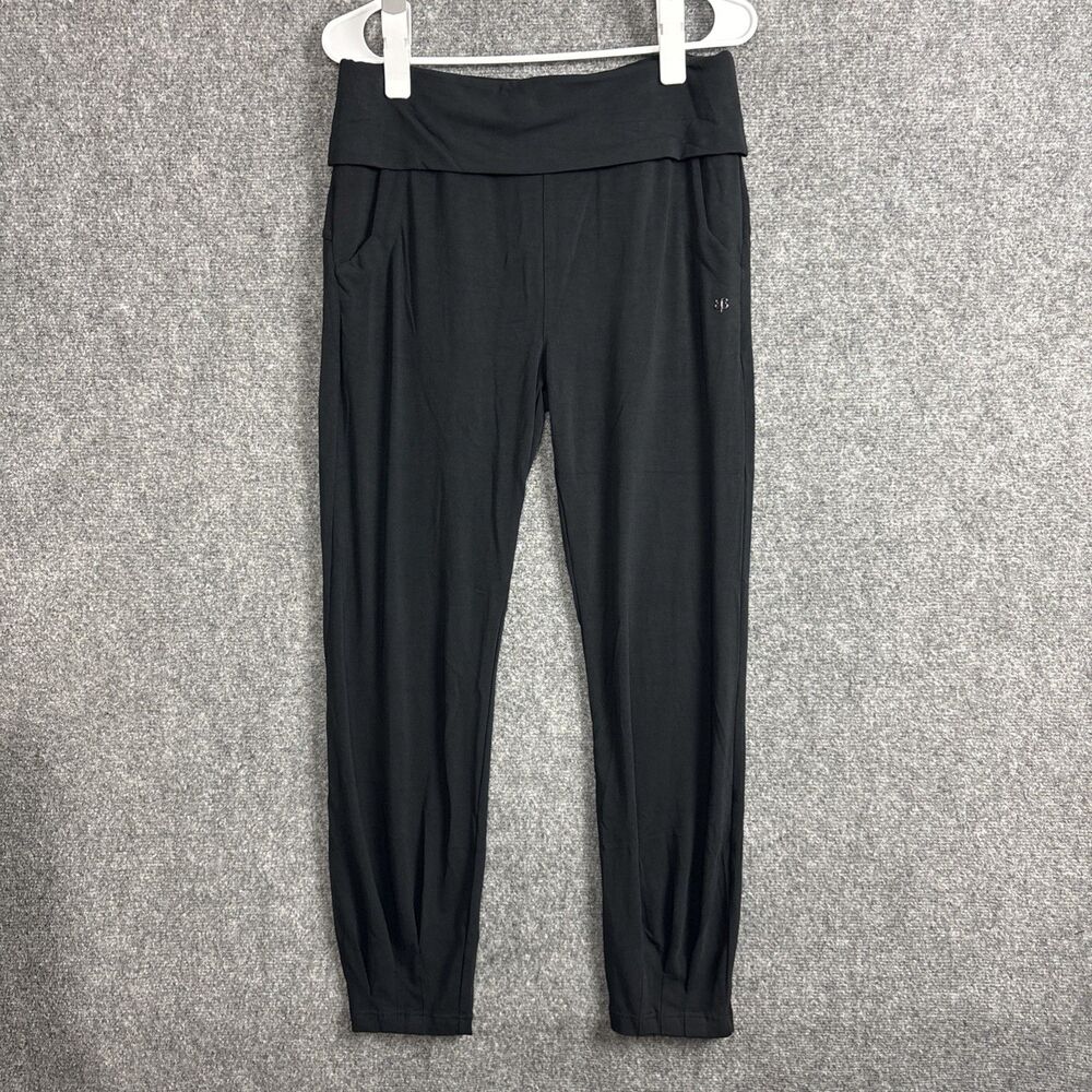 Betabrand Fold Over Waist Pants Womens Size M Black Joggers